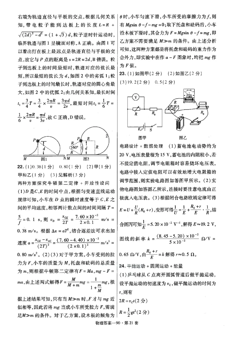 金考卷优秀模拟试卷汇编45套全国卷物理答案_4.2025物理总复习_物理高考模拟题_老高考_2023年_物理全国卷2023金考卷