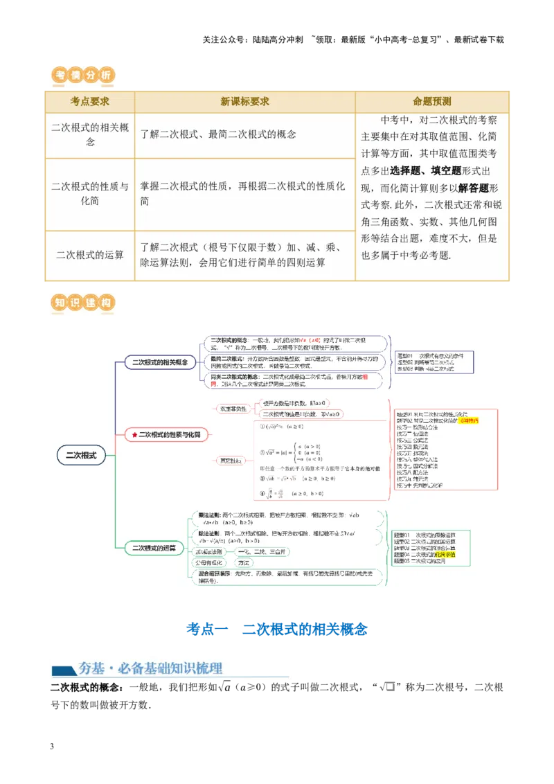 第04讲二次根式（讲义）（原卷版）_02中考总复习（2026版更新中）_02-数学-中考总复习_2024年中考复习资料_一轮复习资料_配套讲义（原卷版+解析版）