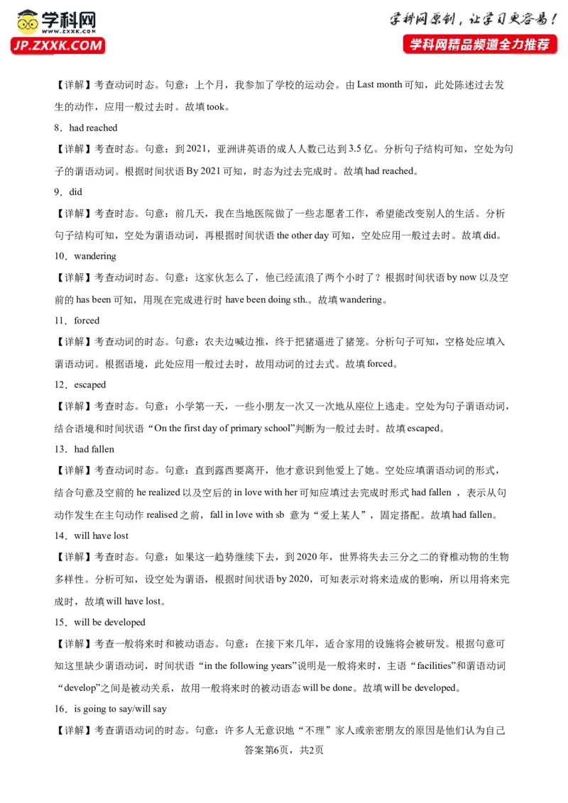 专题10+动词时态100题-备战2024高考英语语法填空专项分类训练（高考真题+名校模拟真题）_3.2025英语总复习_2024年新高考资料_3.2024专项复习