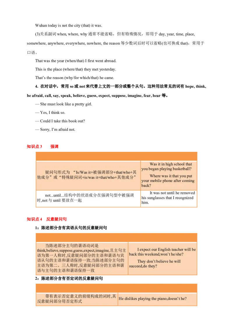 专题11特殊句式（原卷版）_3.2025英语总复习_2023年新高考资料_专项复习_2023年高考英语知识清单(强化版)(原卷+解析卷)_专题11特殊句式2023年高考英语知识清单(强化版)(原卷+解析卷)