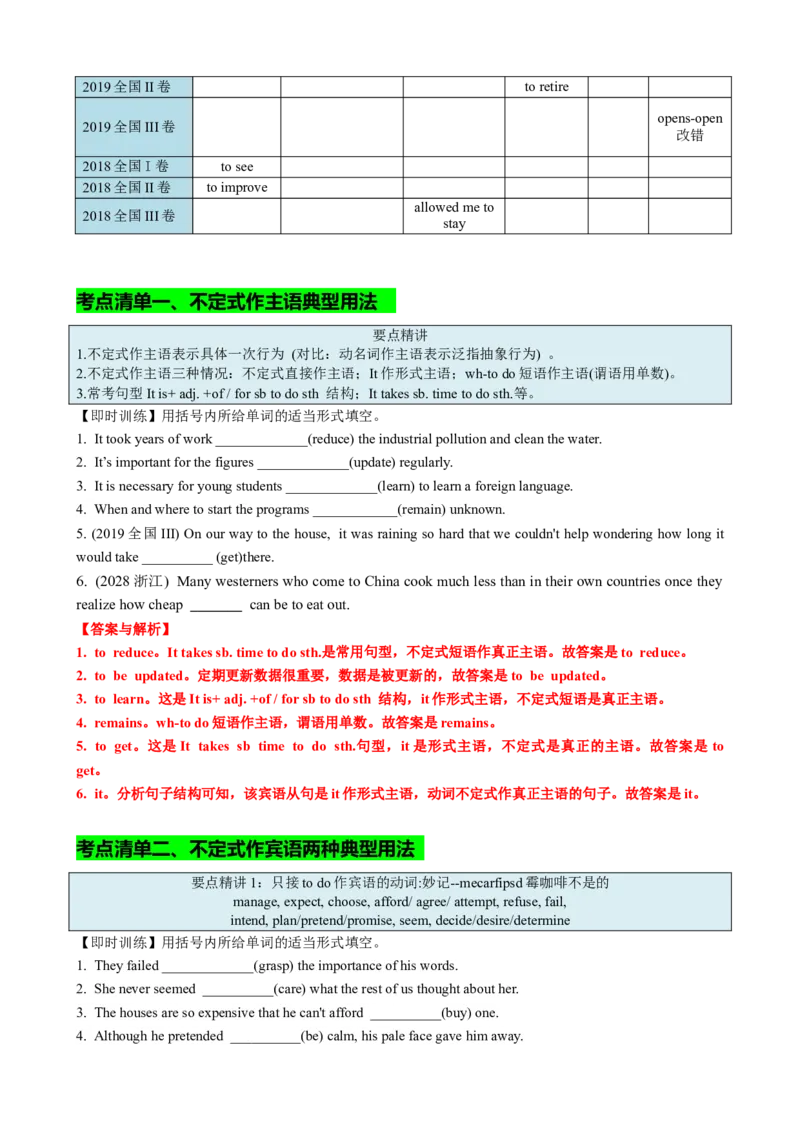 专题01动词不定式八大用法（讲案）解析版_3.2025英语总复习_2025年新高考资料_一轮复习_2025年高考英语一轮复习知识清单
