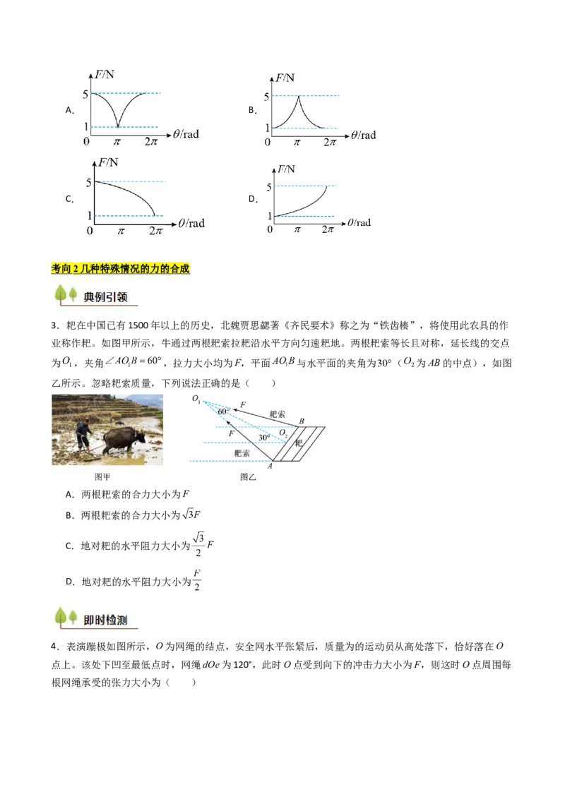 考点07力的合成与分解&nbsp;受力分析（核心考点精讲精练）（原卷版）_4.2025物理总复习_2025年新高考资料_一轮复习_备战2025年高考物理一轮复习考点帮（新高考通用）