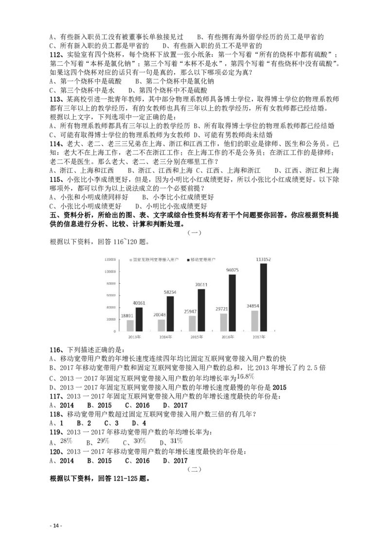 2018年421联考《行测》真题（江西卷）_34省+国考真题_34省考+国考pdf版推荐用这个版本_34省行测+申论真题pdf推荐用这个版本_江西公务员考试真题pdf版_题目