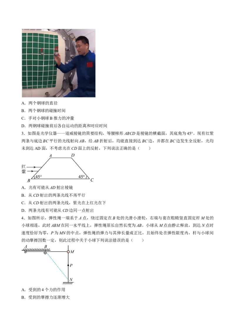 黄金卷06-赢在高考&middot;黄金8卷备战2024年高考物理模拟卷（湖南专用）（原卷版）_4.2025物理总复习_2024年新高考资料_4.2024高考模拟预测试卷