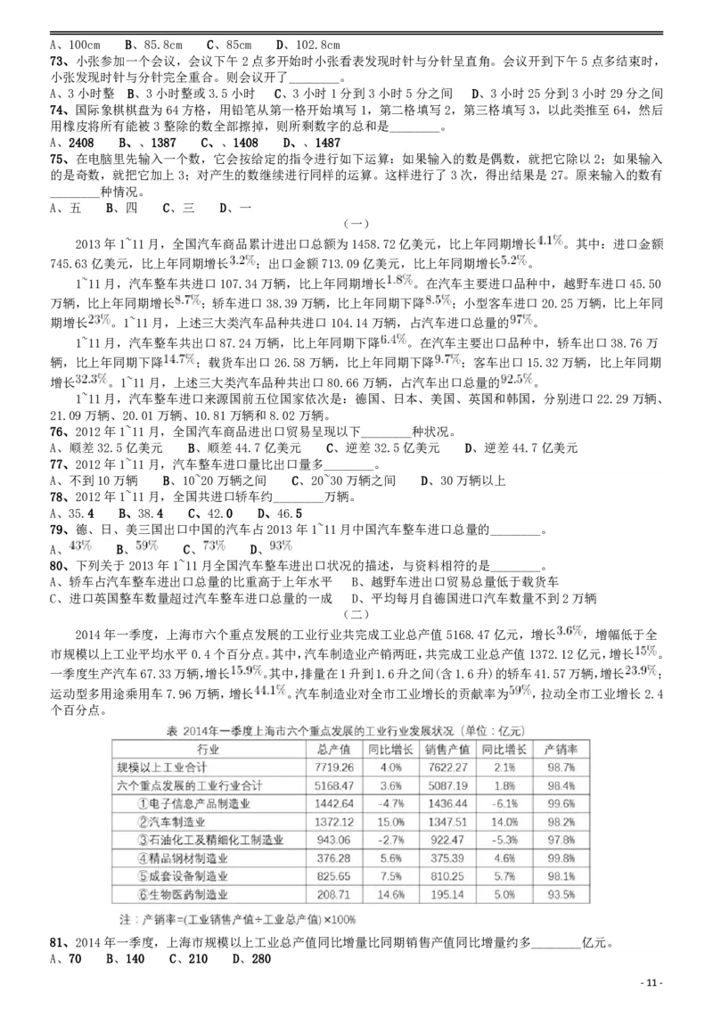 2015年上海公务员考试《行测》试卷（A卷）_34省+国考真题_34省考+国考pdf版推荐用这个版本_34省行测+申论真题pdf推荐用这个版本_上海公务员考试真题pdf版_题目