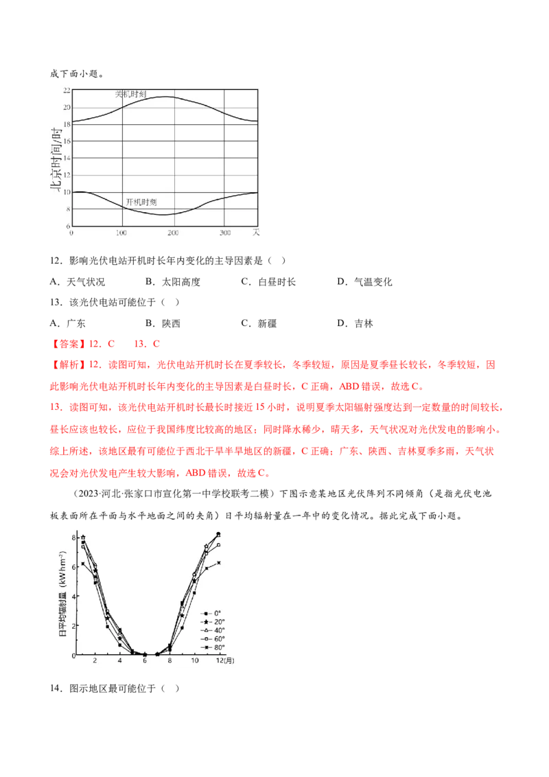 2.2太阳对地球的影响-备战2024年高考地理一轮复习微专题微考点专项训练（全国通用）（解析版）_9.2025地理总复习_2024年新高考资料_3.2024专项复习