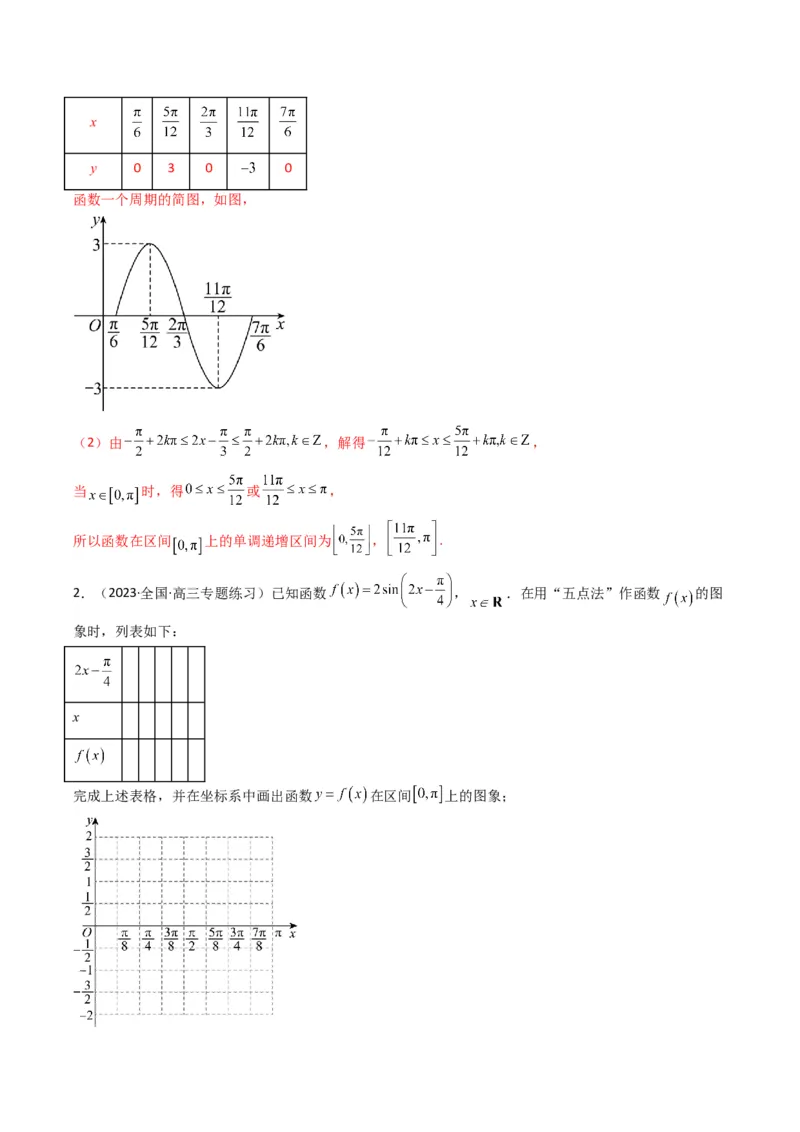 专题02三角函数的图象与性质（五点法作图）(典型题型归类训练)（解析版）_2.2025数学总复习_2024年新高考资料_3.2024专项复习_三角函数、平面向量及解三角形