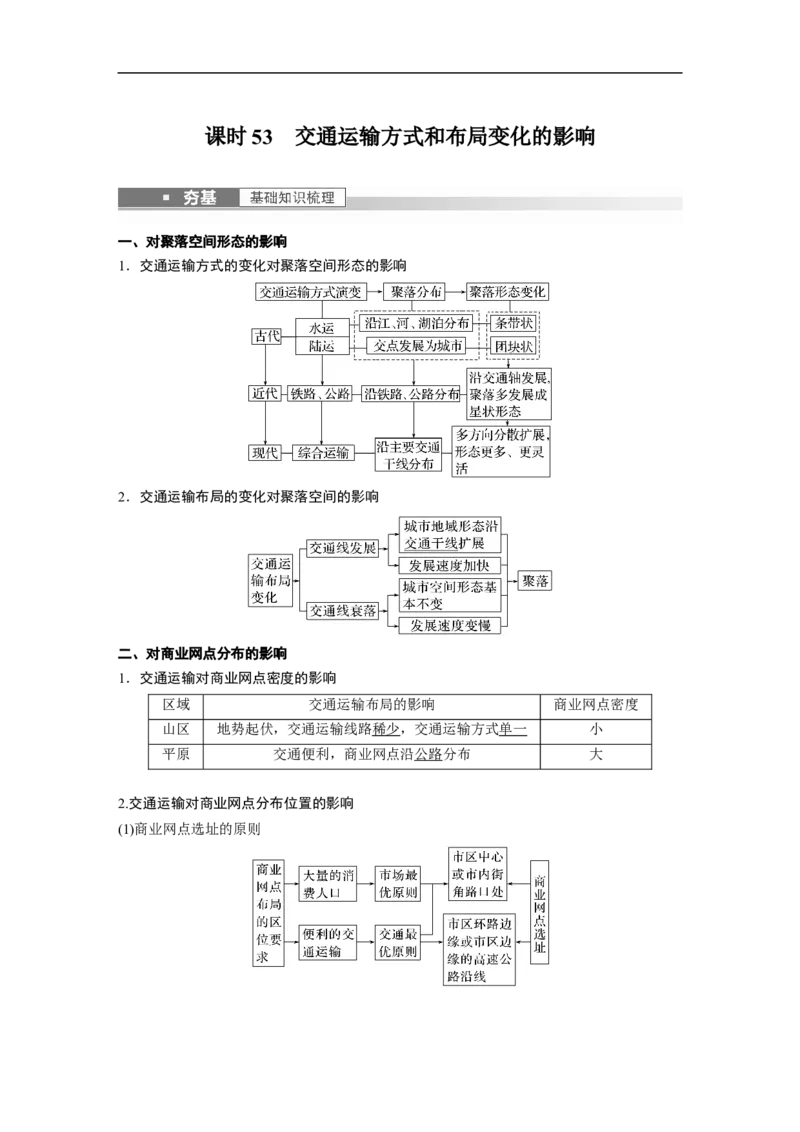 2023年高考地理一轮复习（全国版）必修2第5章课时53　交通运输方式和布局变化的影响_9.2025地理总复习_赠品通用版（老高考）复习资料_一轮复习
