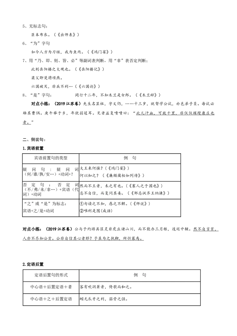专题04文言文句式（导学案）-2023年高考一轮复习之文言文通关宝典（新高考版）(1)_1.2025语文总复习_2023年新高考资料_一轮复习_2023年高考一轮复习之文言文（新高考版