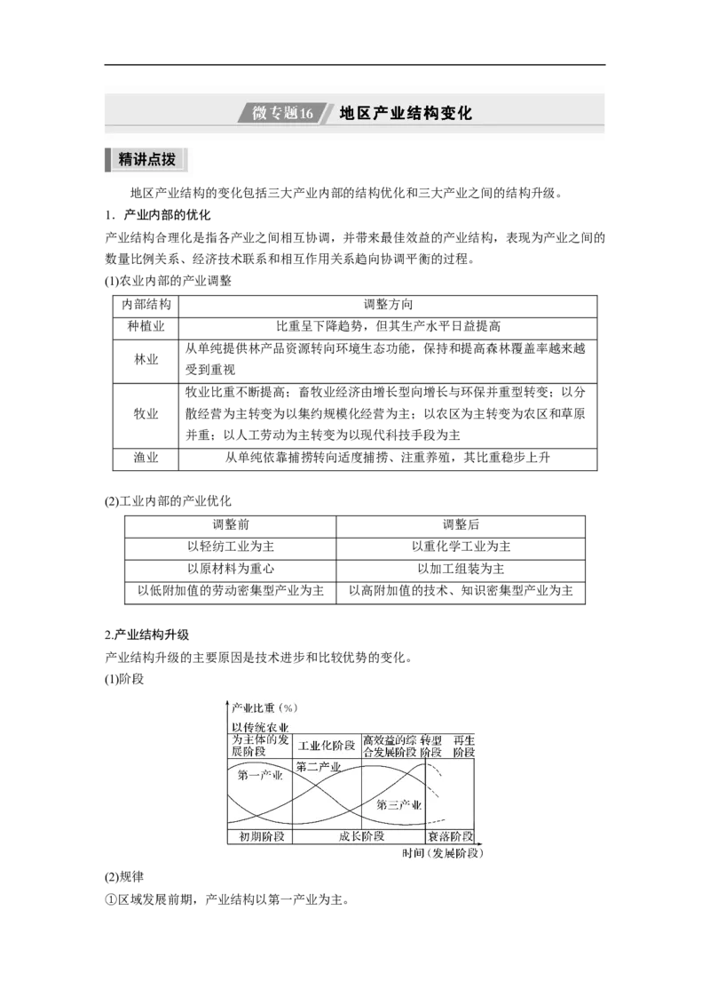 2023年高考地理二轮复习（全国版）第1部分专题突破专题8微专题16　地区产业结构变化_9.2025地理总复习_赠品通用版（老高考）复习资料_二轮复习