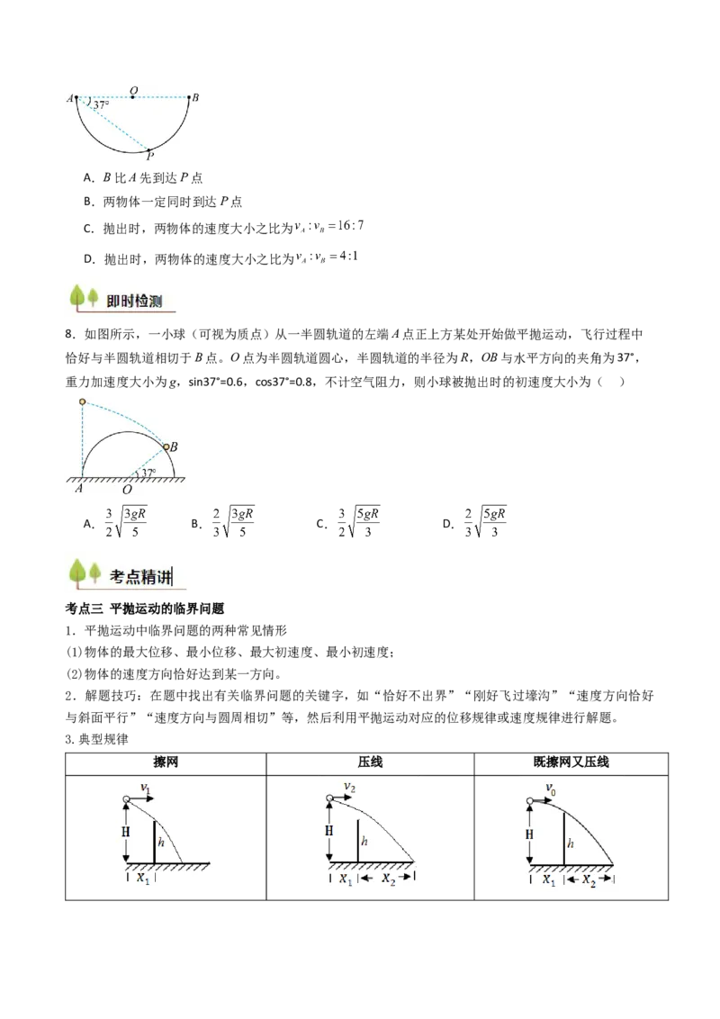 考点15抛体运动（核心考点精讲精练）（原卷版）_4.2025物理总复习_2025年新高考资料_一轮复习_备战2025年高考物理一轮复习考点帮（新高考通用）