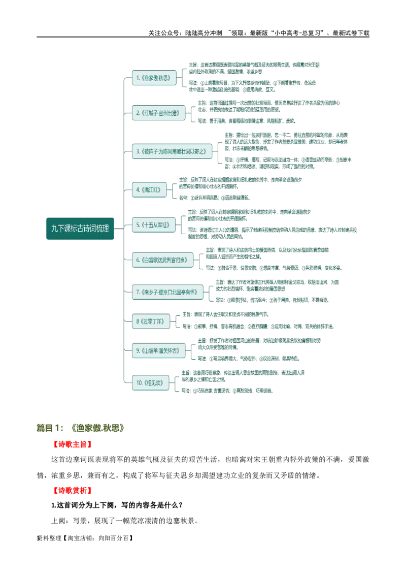 第14讲九下课标古诗词复习（讲义）-2024年中考语文一轮复习讲练测（全国通用）（解析版）_02中考总复习（2026版更新中）_01-语文-中考总复习_2024年中考资料_一轮复习