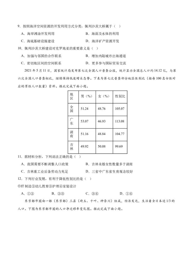 2023年高考押题预测卷02（山东卷）-地理（考试版）A4_9.2025地理总复习_2023年新高考复习资料_42023年高考地理押题预测卷