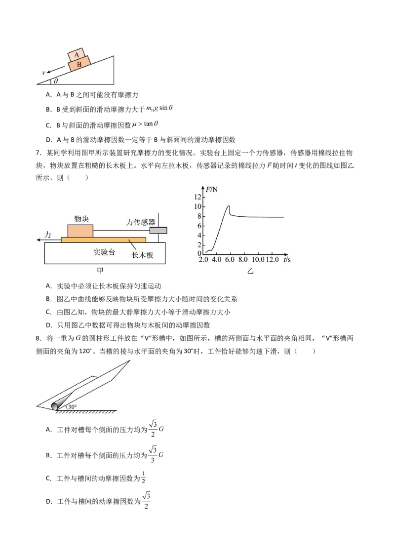 考点06重力弹力摩擦力（核心考点精讲精练）（原卷版）_4.2025物理总复习_2025年新高考资料_一轮复习_备战2025年高考物理一轮复习考点帮（新高考通用）