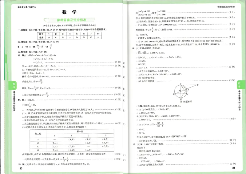 2025《万唯中考&bull;内蒙古定心卷》数学答案_初中资料合集_万唯2025版万唯中考《定心卷》全国地方版实时更新（已更11省）_2025万唯中考《定心卷》7科（内蒙）
