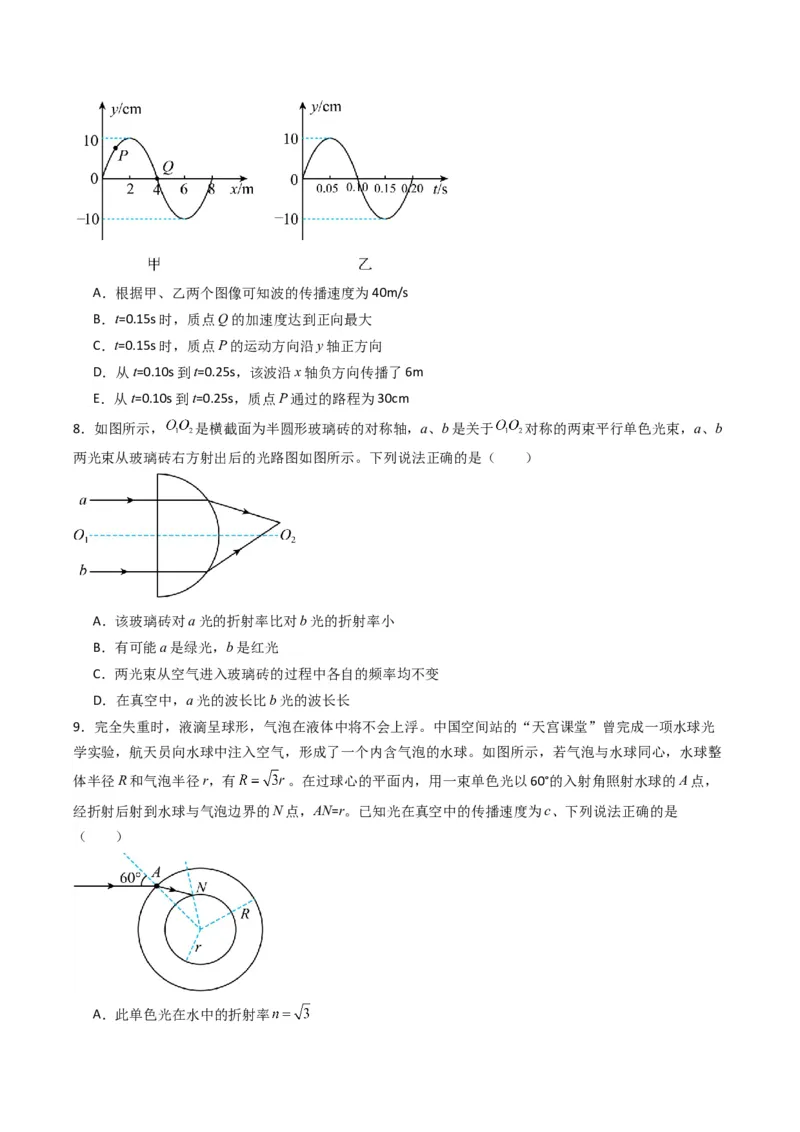 重难点16机械振动与机械波　光　电磁波（原卷版）_4.2025物理总复习_2024年新高考资料_3.2024专项复习_2024年高考物理热点&middot;重点&middot;难点专练（新高考专用）