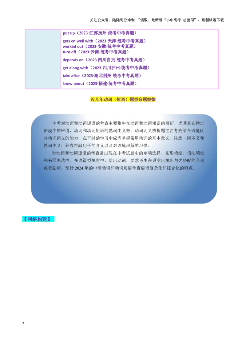 第02讲动词和动词短语（讲义）-2024年中考英语一轮复习讲练测（全国通用）（教师版）_02中考总复习（2026版更新中）_03-英语-中考总复习_2024年中考复习资料_一轮复习