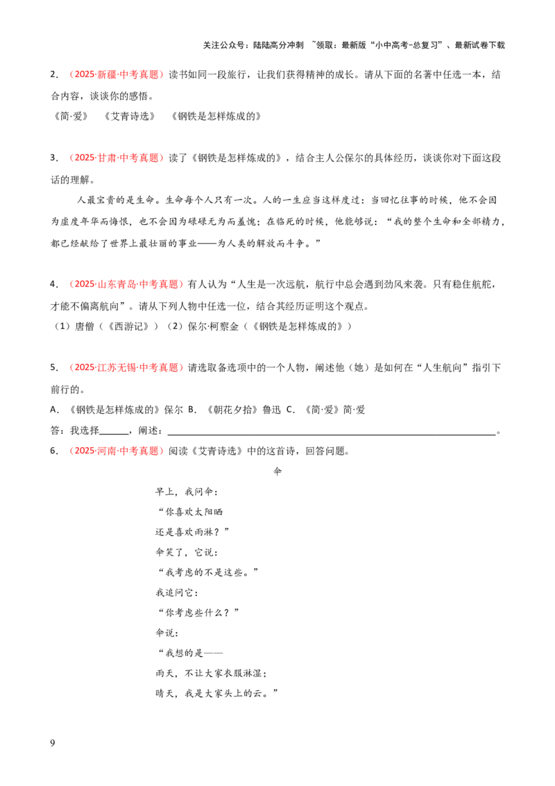 第04讲《钢铁是怎样炼成的》整本书阅读(练习）（原卷版）_02中考总复习（2026版更新中）_01-语文-中考总复习_2026年中考复习（更新中）_2026年中考语文一轮复习名著阅读