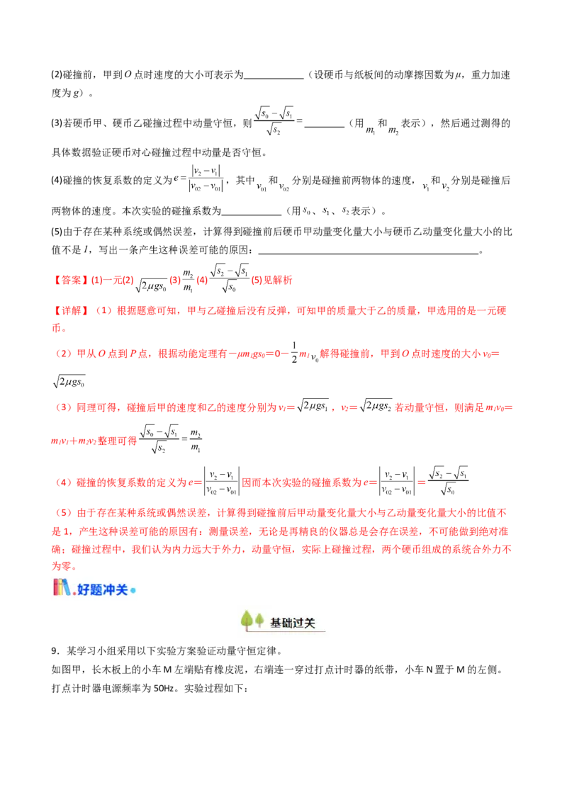 考点28验证动量守恒定律（核心考点精讲精练）（解析版）_4.2025物理总复习_2025年新高考资料_一轮复习_备战2025年高考物理一轮复习考点帮（新高考通用）