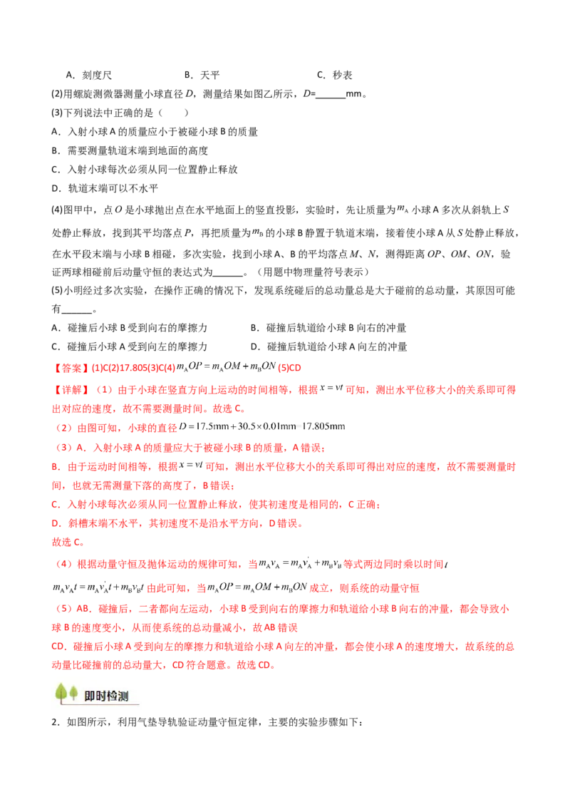考点28验证动量守恒定律（核心考点精讲精练）（解析版）_4.2025物理总复习_2025年新高考资料_一轮复习_备战2025年高考物理一轮复习考点帮（新高考通用）