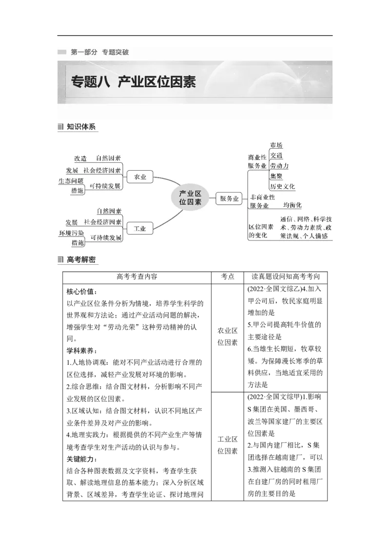 2023年高考地理二轮复习（新高考版）第1部分专题突破专题8考点1　农业区位因素_9.2025地理总复习_2023年新高考复习资料_二轮复习_2023年高考地理二轮复习讲义+课件（新高考版）