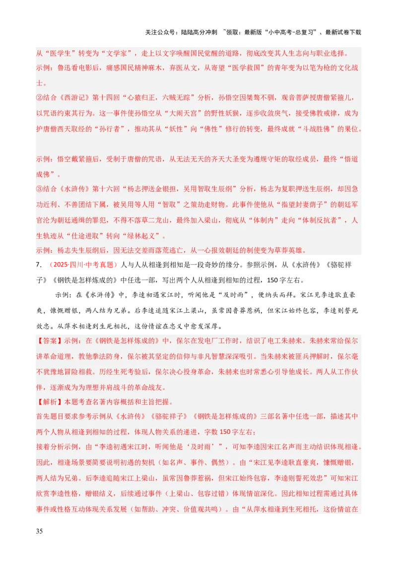 第10讲《水浒传》整本书阅读(练习）（解析版）_02中考总复习（2026版更新中）_01-语文-中考总复习_2026年中考复习（更新中）_2026年中考语文一轮复习名著阅读