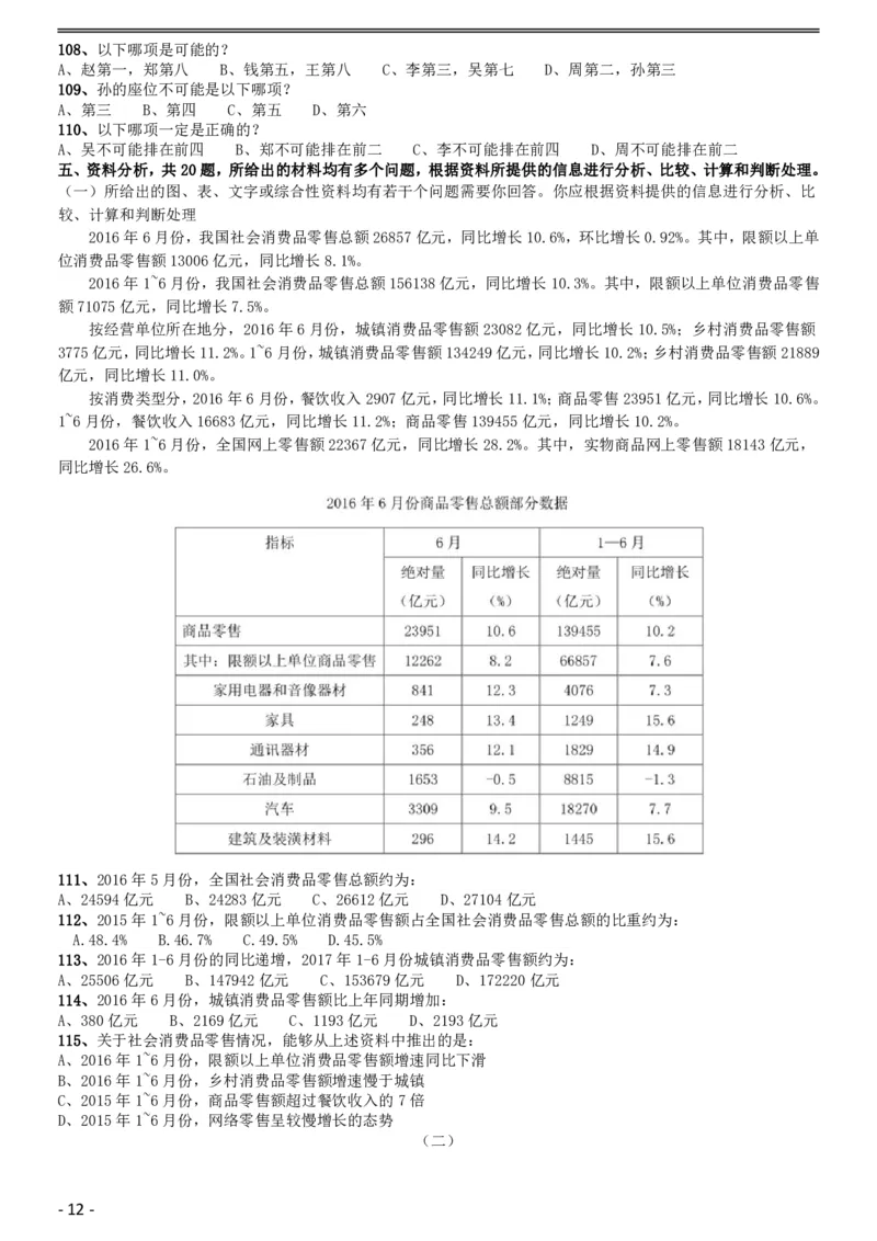 2017年422公务员联考《行测》真题（黑龙江卷）_34省+国考真题_34省考+国考pdf版推荐用这个版本_34省行测+申论真题pdf推荐用这个版本_黑龙江公务员考试真题&mdash;&mdash;行测08-25PDF版