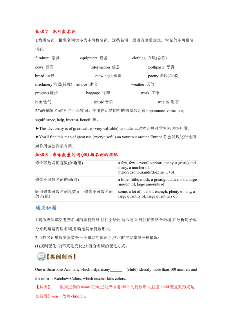 专题04冠词和名词（通用版）（解析版）_3.2025英语总复习_赠品通用版（老高考）复习资料_二轮复习_2023高考英语二轮复习重难考点（新题型）突破（通用版）