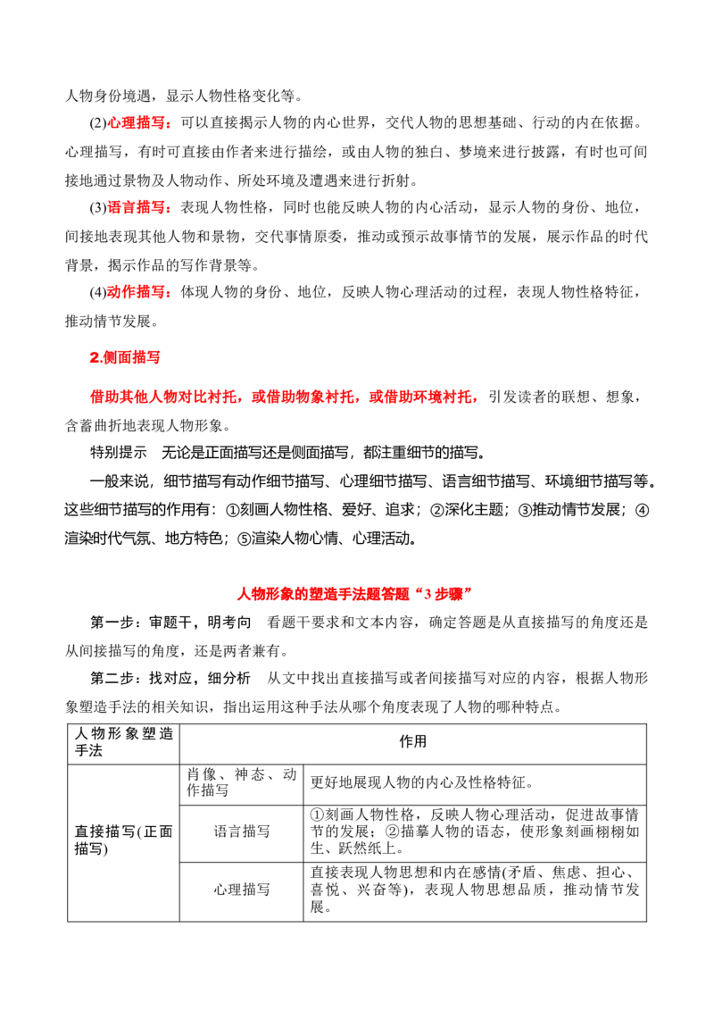 专题02：赏析小说形象（解析版）-上好课2025年高考语文一轮复习知识清单_1.2025语文总复习_2025年新高考资料_一轮复习_2025年高考语文一轮复习知识清单