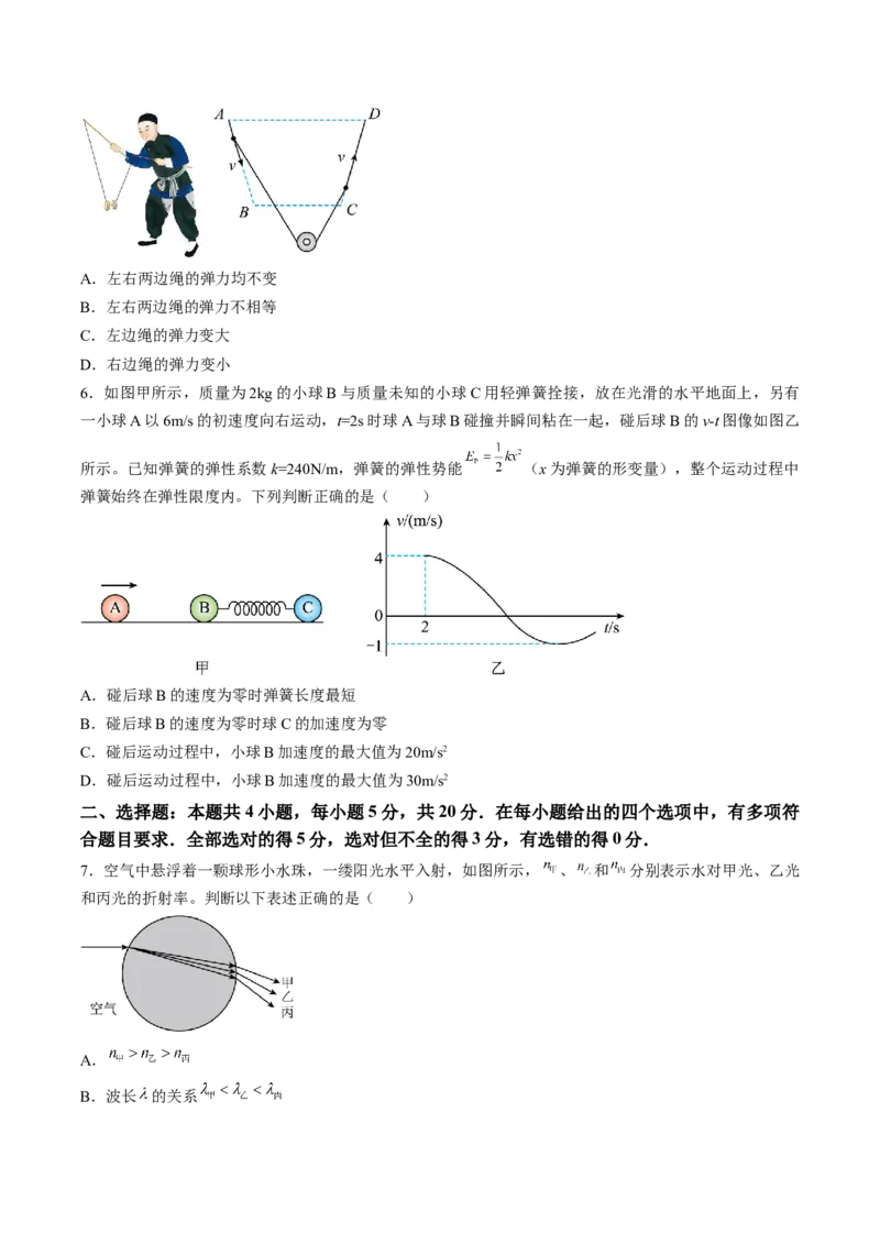 黄金卷04-赢在高考&middot;黄金8卷备战2024年高考物理模拟卷（湖南专用）（原卷版）_4.2025物理总复习_2024年新高考资料_4.2024高考模拟预测试卷