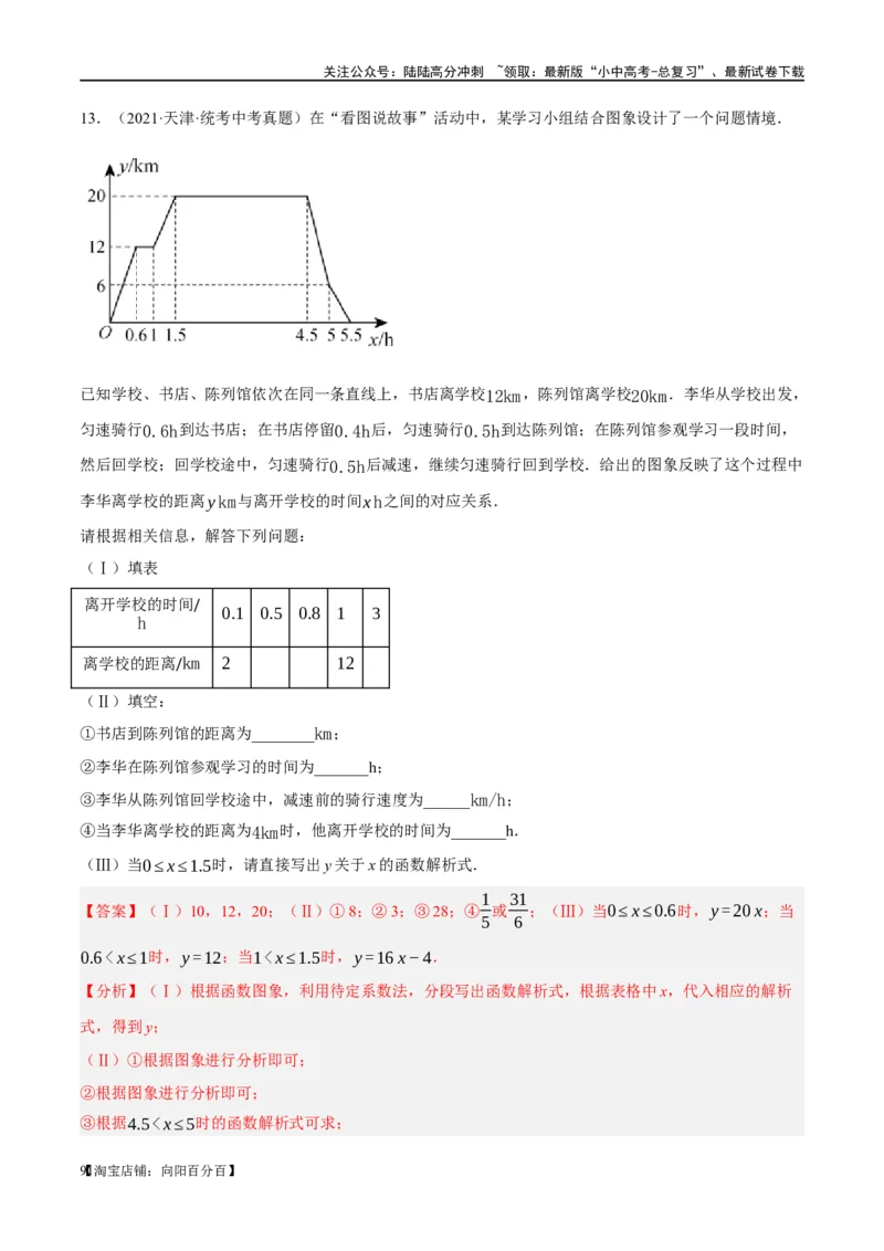 第11讲一次函数的应用（练习）（解析版）_02中考总复习（2026版更新中）_02-数学-中考总复习_2024年中考复习资料_一轮复习资料_配套练习（原卷版+解析版）_教师版（含答案解析）