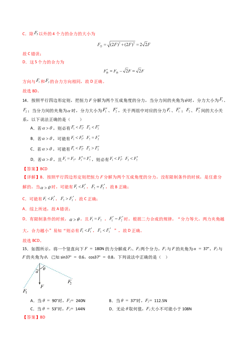 考点07力的合成与分解&nbsp;受力分析（核心考点精讲精练）（解析版）_4.2025物理总复习_2025年新高考资料_一轮复习_备战2025年高考物理一轮复习考点帮（新高考通用）