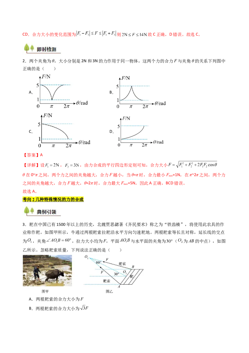 考点07力的合成与分解&nbsp;受力分析（核心考点精讲精练）（解析版）_4.2025物理总复习_2025年新高考资料_一轮复习_备战2025年高考物理一轮复习考点帮（新高考通用）