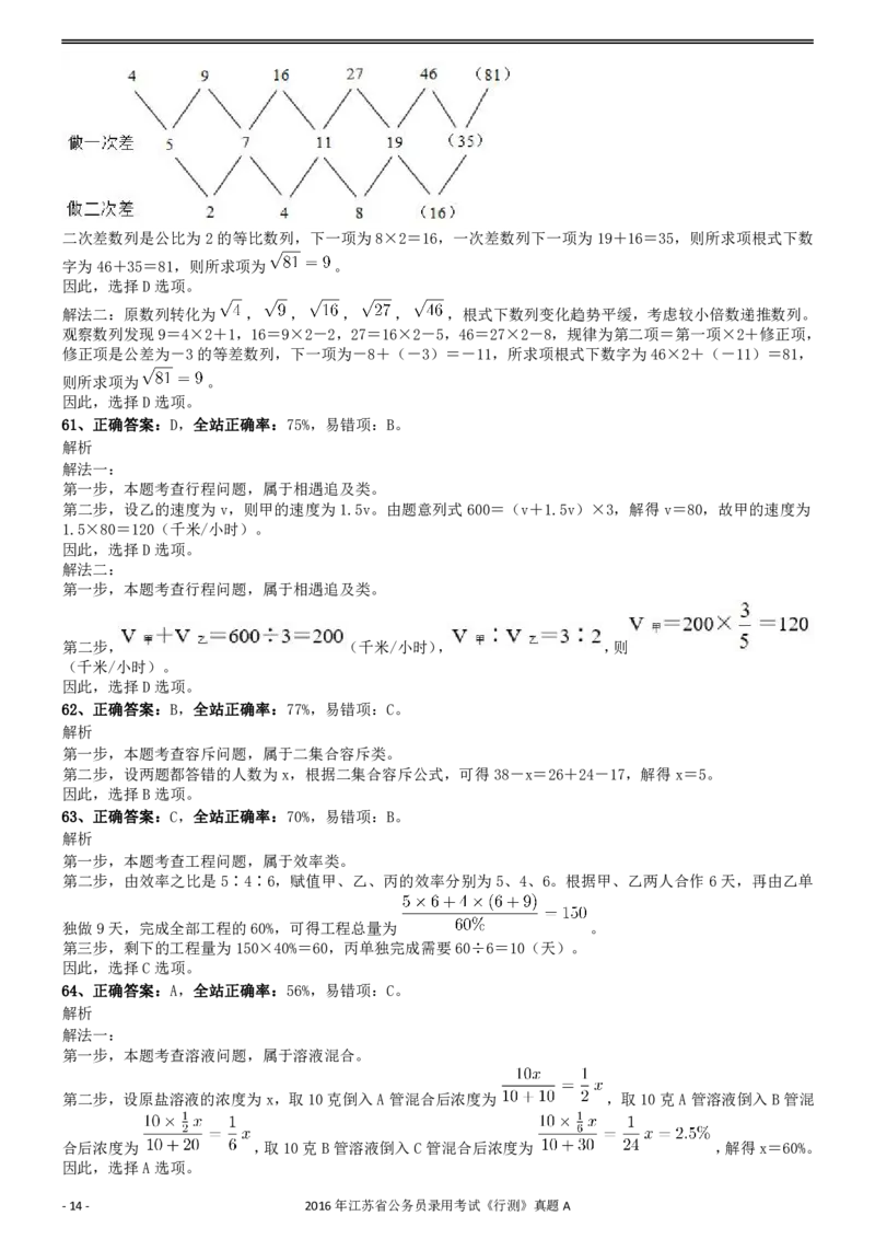 2016年0312江苏公务员考试《行测》真题（A卷）参考答案及解析..._34省+国考真题_34省考+国考pdf版推荐用这个版本_34省行测+申论真题pdf推荐用这个版本_江苏公务员考试真题pdf版