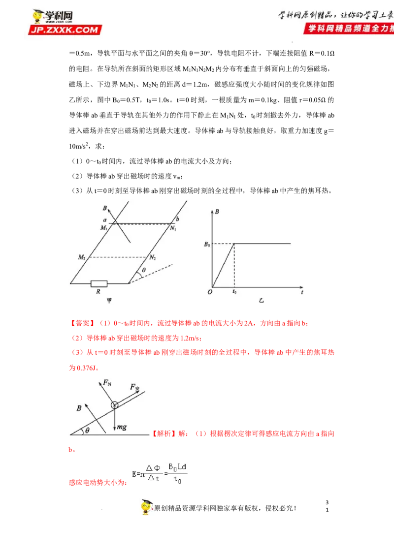 考向20电磁感应动力学问题-备战2023年高考物理一轮复习考点微专题（全国通用）（解析版）_4.2025物理总复习_赠品通用版（老高考）复习资料_一轮复习