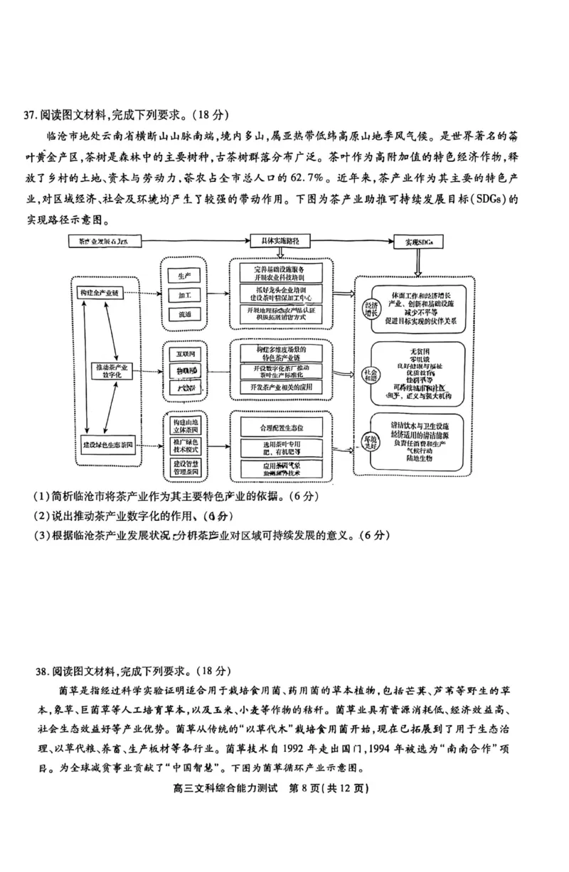 2023届安徽省鼎尖名校联盟1月联考文科综合含答案_9.2025地理总复习_地理高考模拟题_老高考_2023年