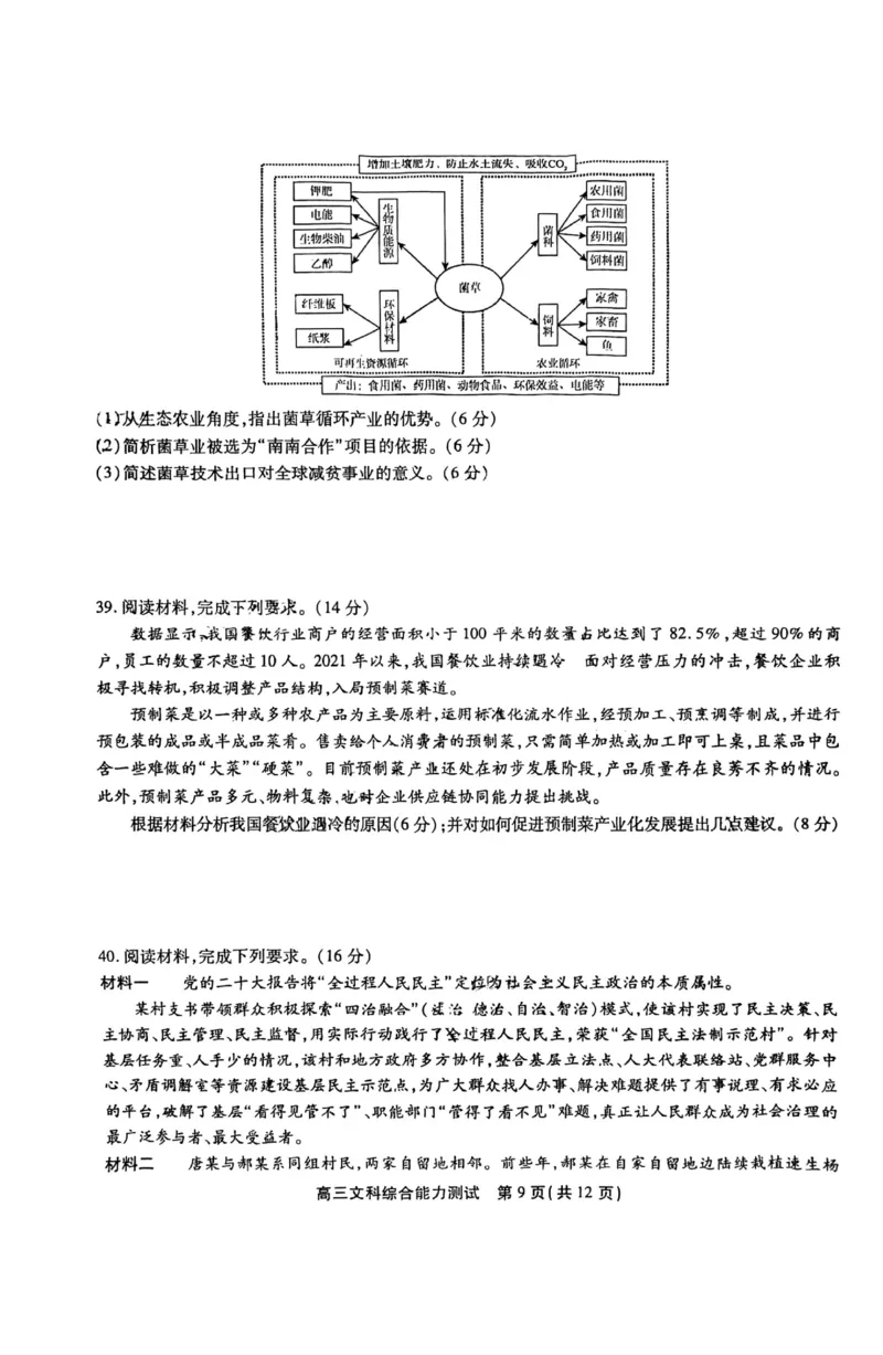 2023届安徽省鼎尖名校联盟1月联考文科综合含答案_9.2025地理总复习_地理高考模拟题_老高考_2023年