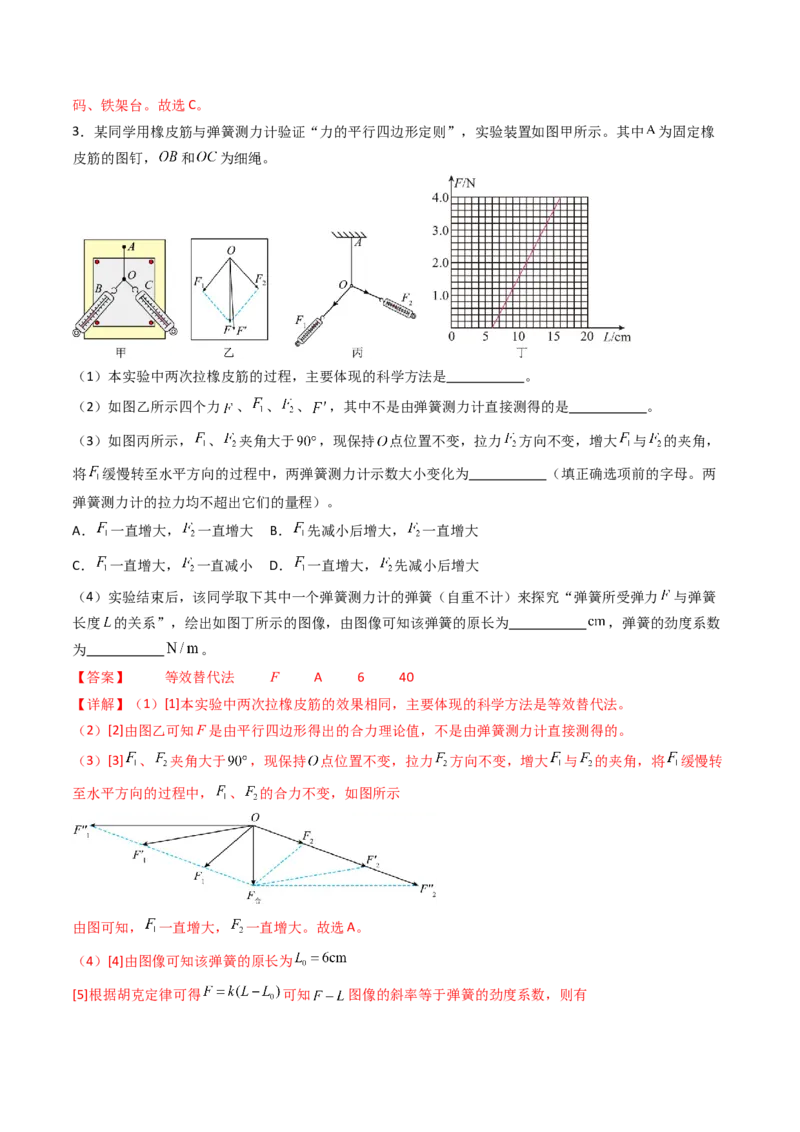 考点10探究两个互成角度的力的合成规律（核心考点精讲精练）（解析版）_4.2025物理总复习_2025年新高考资料_一轮复习_备战2025年高考物理一轮复习考点帮（新高考通用）