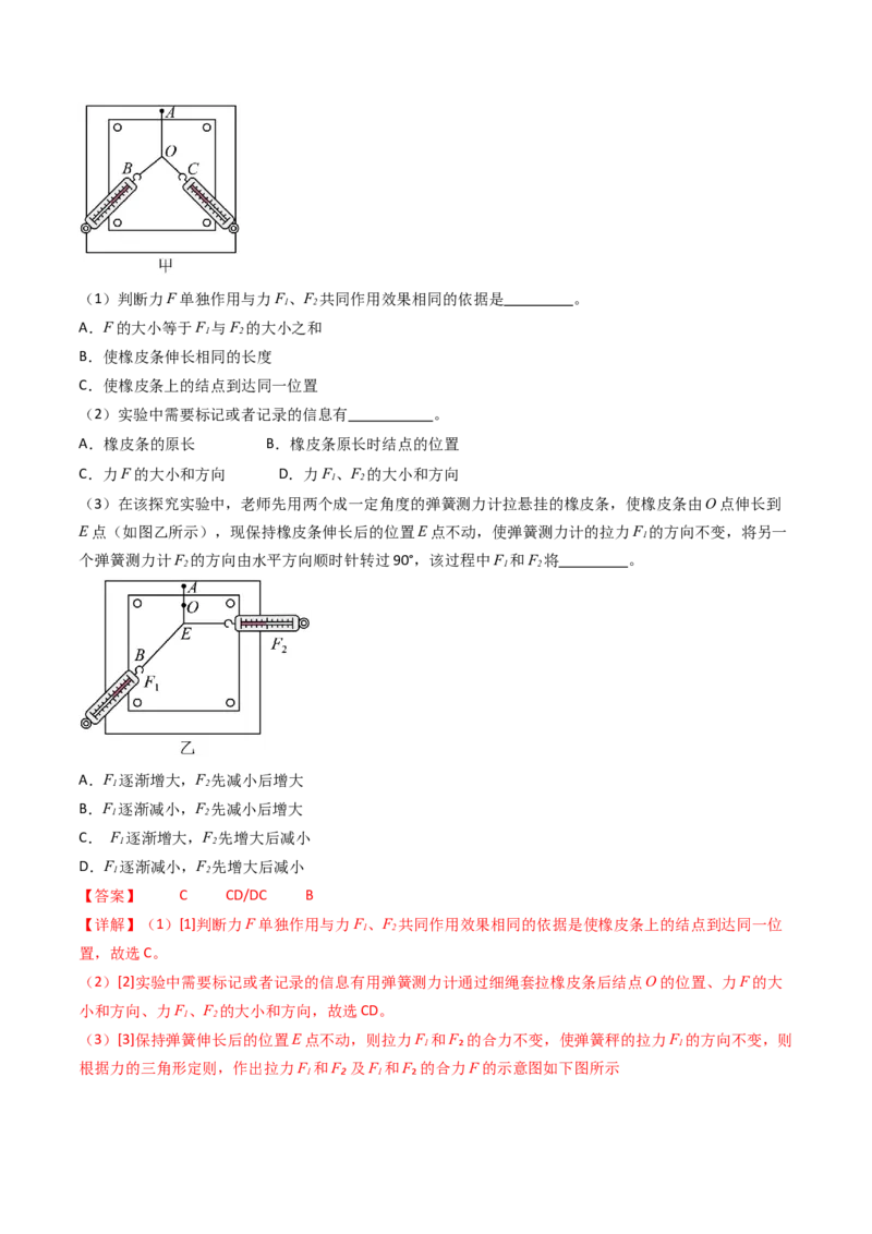 考点10探究两个互成角度的力的合成规律（核心考点精讲精练）（解析版）_4.2025物理总复习_2025年新高考资料_一轮复习_备战2025年高考物理一轮复习考点帮（新高考通用）