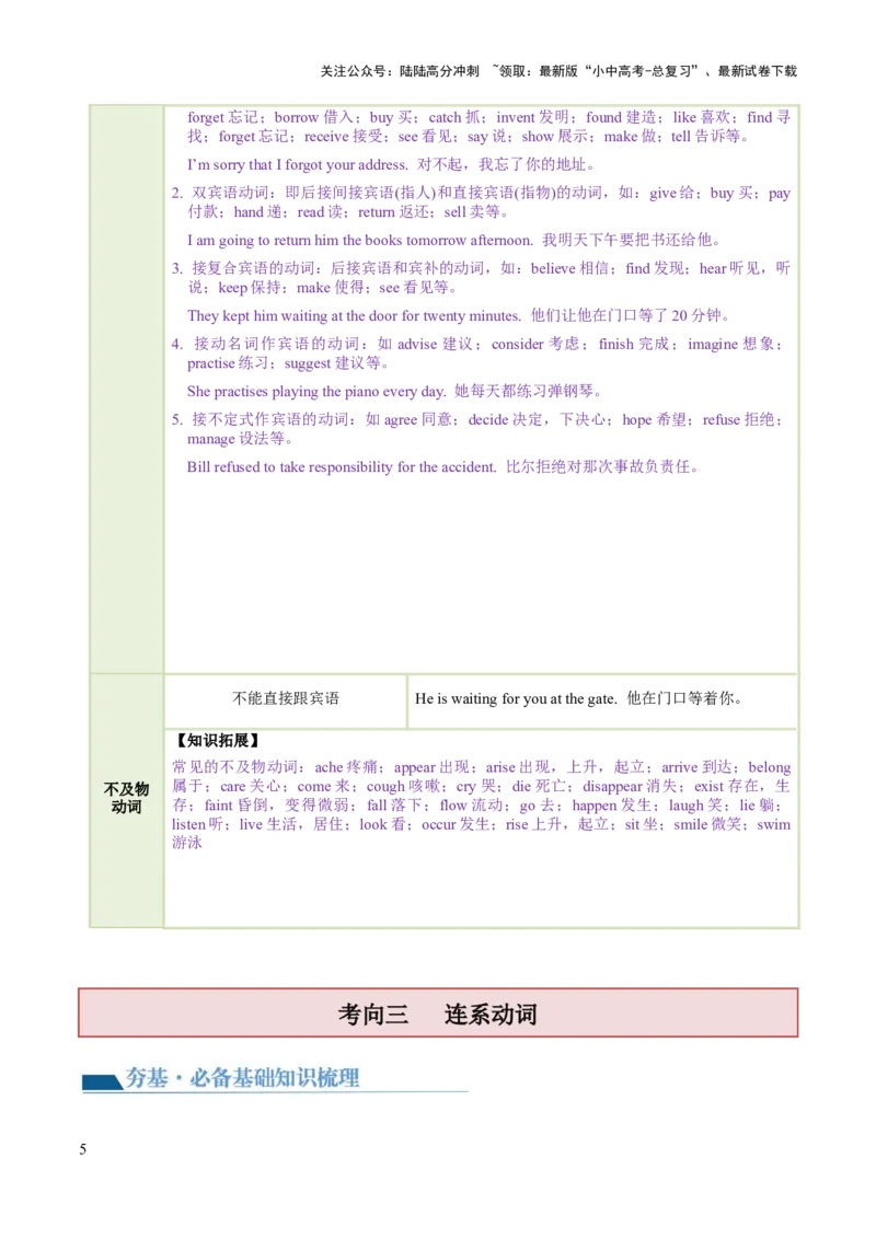 第02讲动词和动词短语（讲义）-2024年中考英语一轮复习讲练测（全国通用）（学生版）_02中考总复习（2026版更新中）_03-英语-中考总复习_2024年中考复习资料_一轮复习