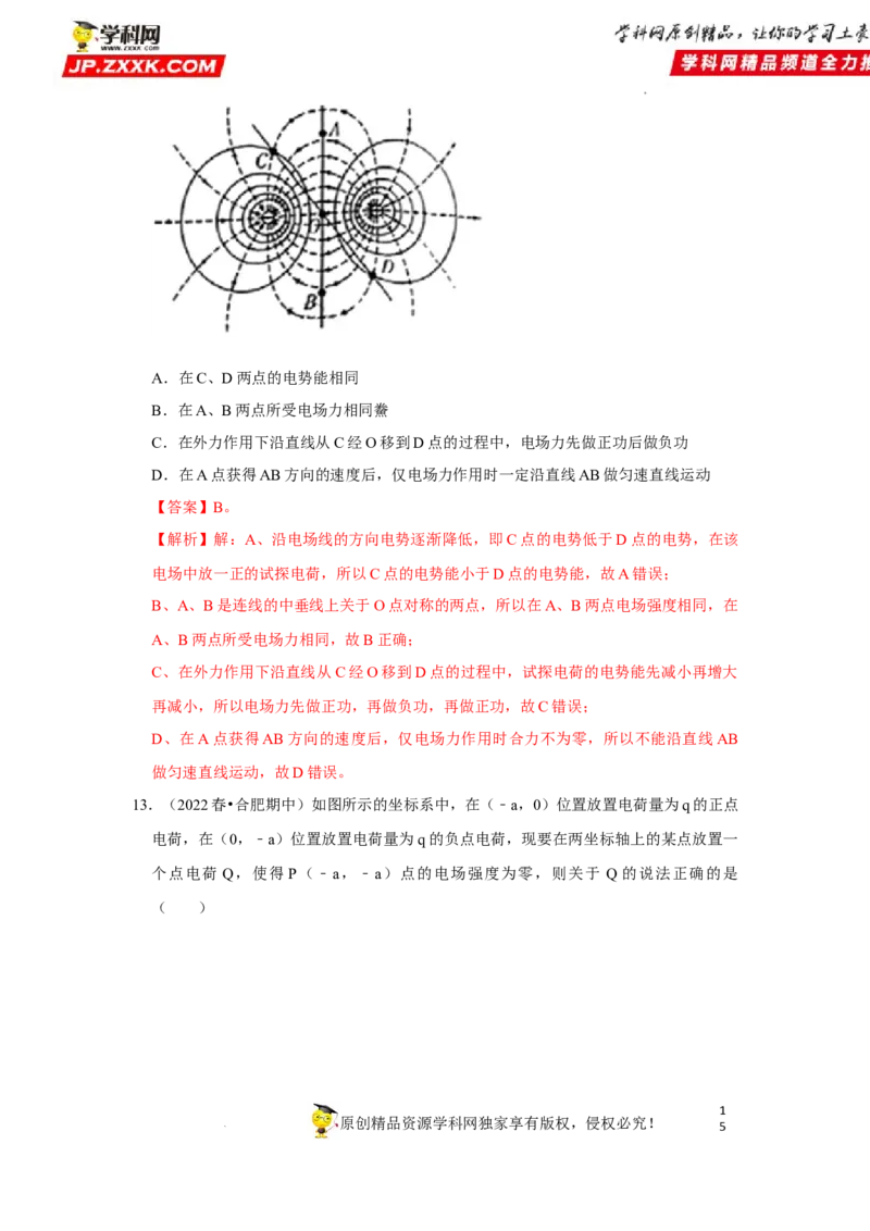 考向12静电场及其应用-备战2023年高考物理一轮复习考点微专题（全国通用）（解析版）_4.2025物理总复习_赠品通用版（老高考）复习资料_一轮复习