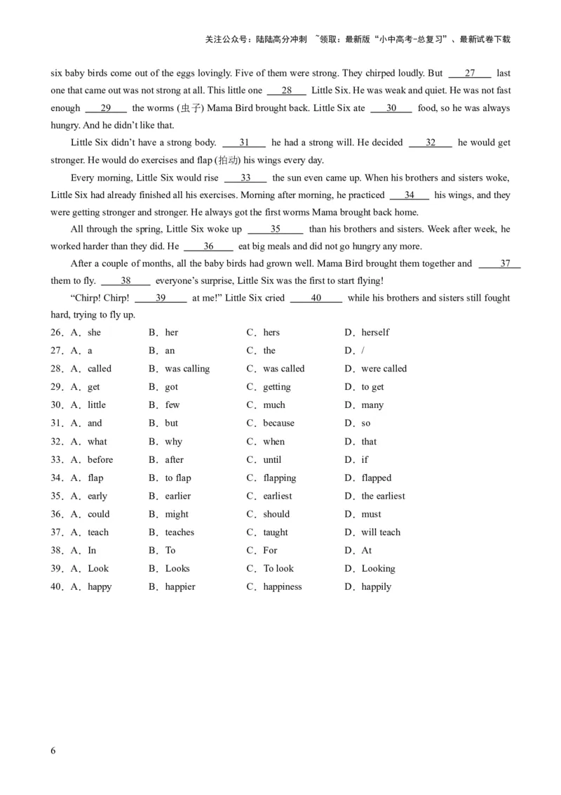 第06讲非谓语动词之动词不定式（练习）-2024年中考英语一轮复习讲练测（全国通用）（原卷版）_02中考总复习（2026版更新中）_03-英语-中考总复习_2024年中考复习资料_一轮复习