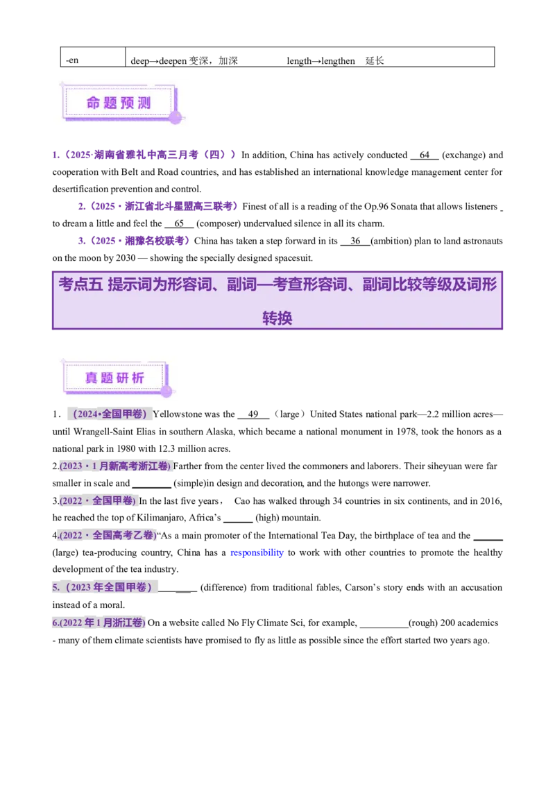 专题01语法填空之有提示词填空（讲义）（原卷版）_3.2025英语总复习_2025年新高考资料_二轮复习_2025年高考英语二轮复习课件ppt+讲义+练习_6.语法填空