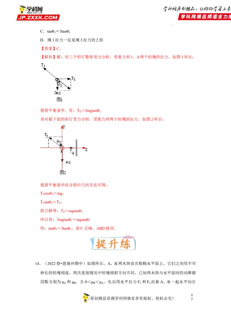 考向04受力分析共点力平衡-备战2023年高考物理一轮复习考点微专题（全国通用）（解析版）_4.2025物理总复习_赠品通用版（老高考）复习资料_一轮复习