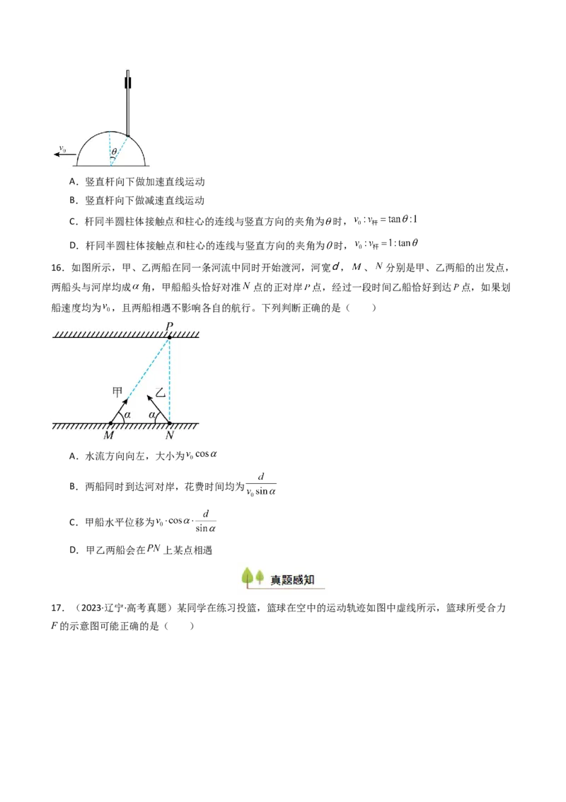 考点14曲线运动运动的合成与分解（核心考点精讲精练）（原卷版）_4.2025物理总复习_2025年新高考资料_一轮复习_备战2025年高考物理一轮复习考点帮（新高考通用）