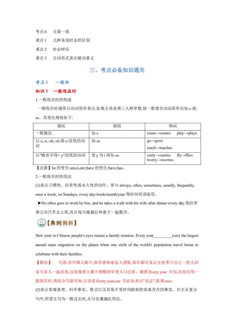 专题01动词时态、语态和主谓一致（通用版）（原卷版）_3.2025英语总复习_赠品通用版（老高考）复习资料_二轮复习_2023高考英语二轮复习重难考点（新题型）突破（通用版）2863110