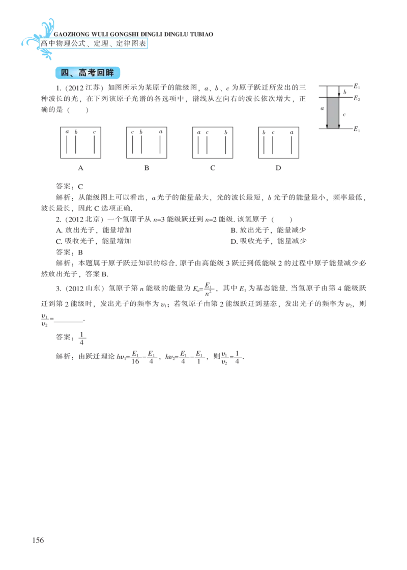 选修模块第十六章原子结构-高中物理公式、定理、定律图表（必修选修）_4.2025物理总复习_2023年新高复习资料_专项复习_高中物理公式、定理、定律图表（必修+选修）