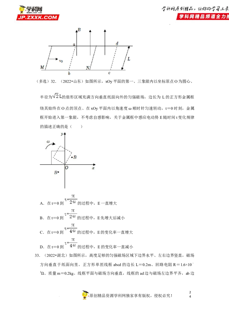 考向20电磁感应动力学问题-备战2023年高考物理一轮复习考点微专题（全国通用）（原卷版）_4.2025物理总复习_赠品通用版（老高考）复习资料_一轮复习