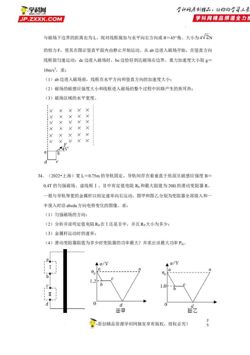 考向20电磁感应动力学问题-备战2023年高考物理一轮复习考点微专题（全国通用）（原卷版）_4.2025物理总复习_赠品通用版（老高考）复习资料_一轮复习