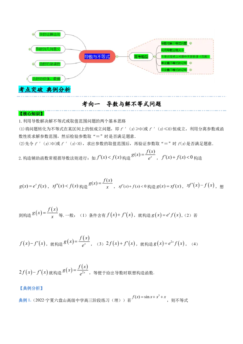 专题05导数与不等式（讲）原卷版_2.2025数学总复习_2023年新高考资料_二轮复习_备战2023年高考数学二轮复习考点精讲练（新教材&middot;新高考）
